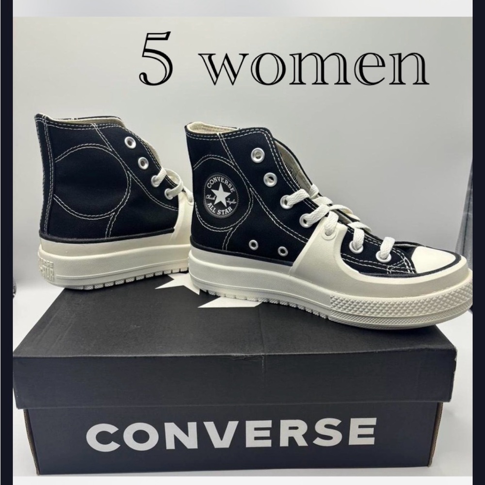 Converse  Black and White High-Top Sneaker construct